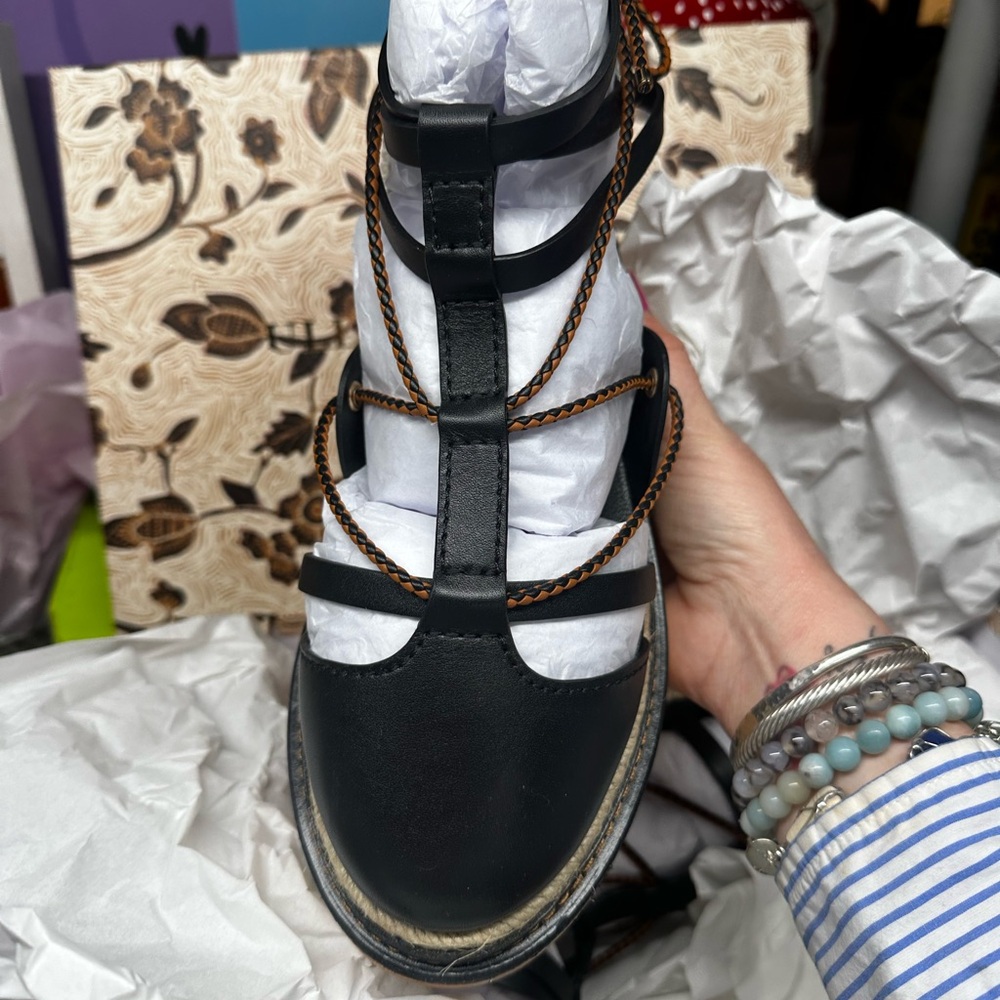 NEW!!! ULLA JOHNSON Salinas Flatform Espadrille Sandals NOIR - 37 $445 - Picture 11 of 12
